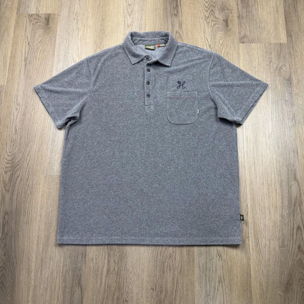 Howler Bros Polo Shirt Mens XL Gray Heather Knit Pocket Cotton Blend Casual